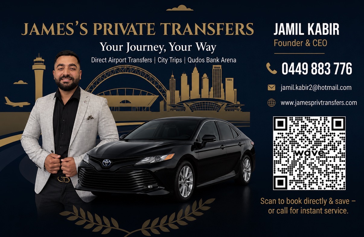 James's Private Transfers business card